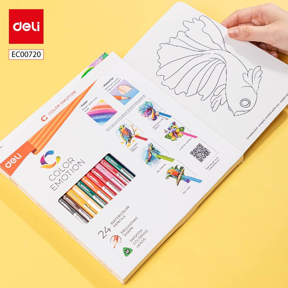 EC00720-0 ديلي أقلام تلوين خشب مائي طويل - 24 لون - EC00720